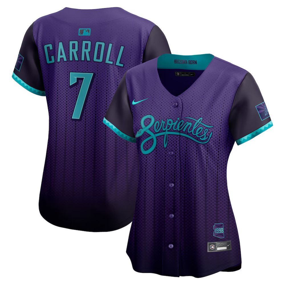 Women's Arizona Diamondbacks #7 Corbin Carroll Purple 2025 City Connect Limited Player Jersey