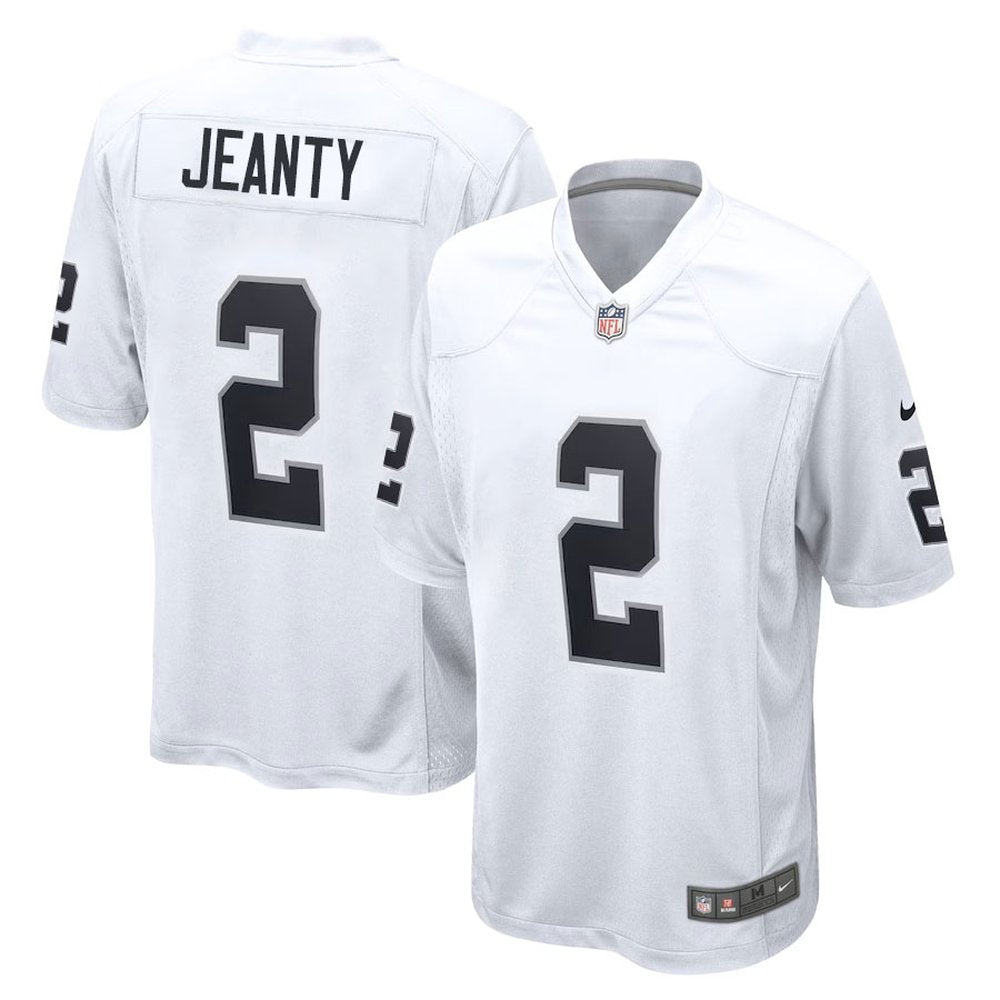 Men's Las Vegas Raiders #2 Ashton Jeanty White 2025 NFL Draft First Round Pick Game Jersey 
