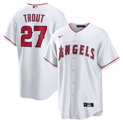 Men's Los Angeles Angels #27 Mike Trout White Home Replica Player Name Jersey