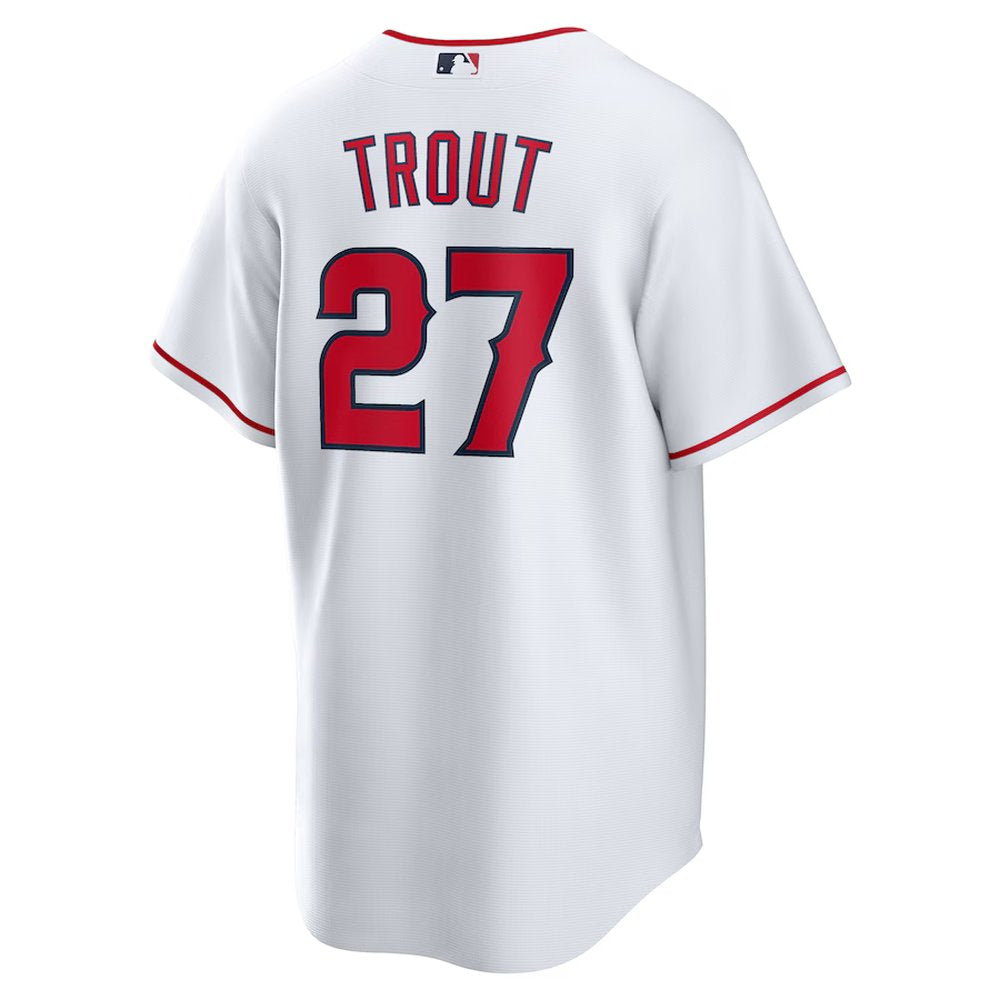 Men's Los Angeles Angels #27 Mike Trout White Home Replica Player Name Jersey