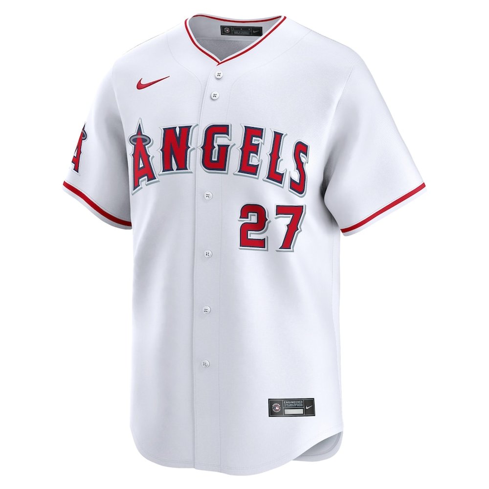 Men's Los Angeles Angels #27 Mike Trout White Home Limited Player Jersey