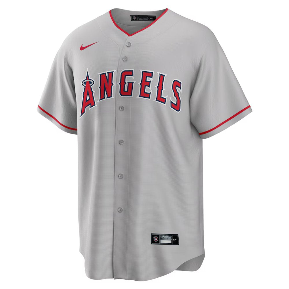 Men's Los Angeles Angels #27 Mike Trout Silver Road Replica Player Name Jersey