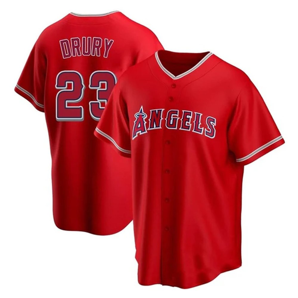 Men's Los Angeles Angels #23 Brandon Drury Red Home Limited Player Jersey