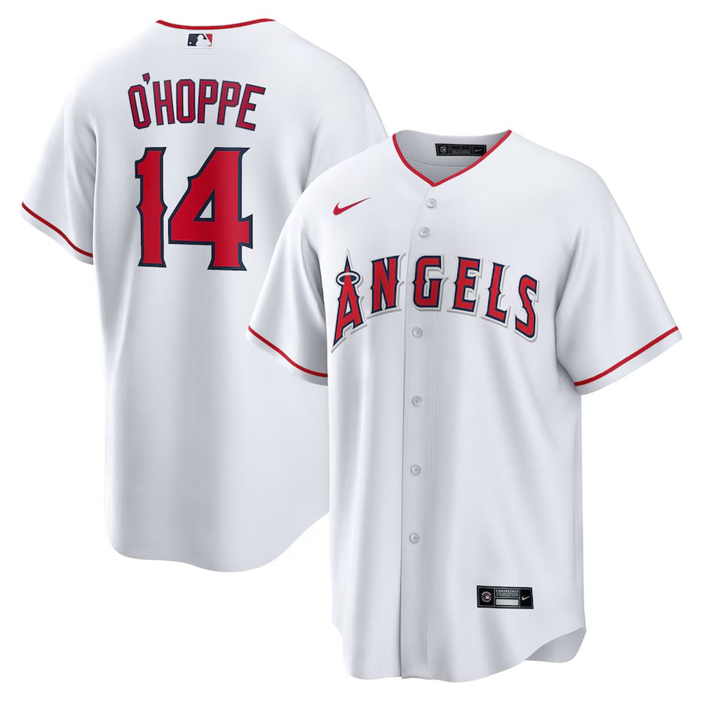 Men's Los Angeles Angels #14 Logan O'Hoppe White Home Replica Jersey