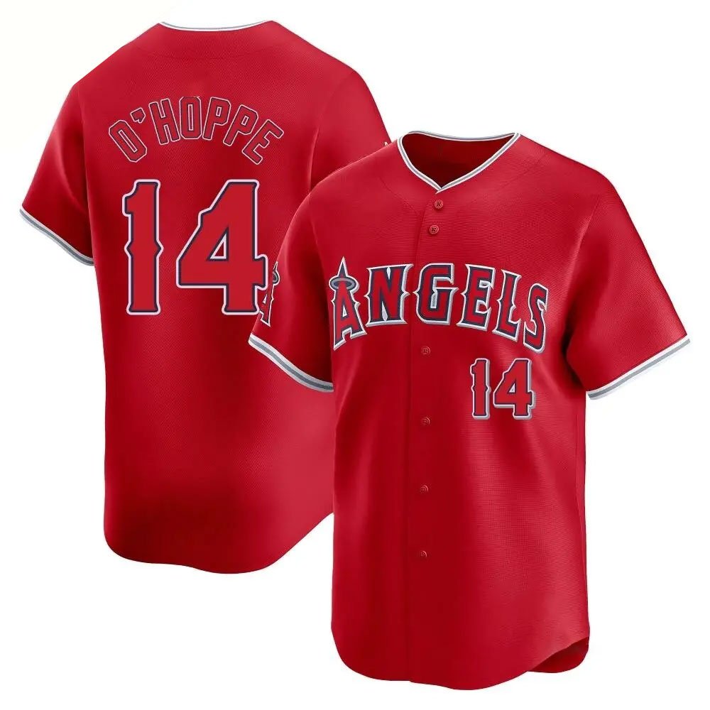 Men's Los Angeles Angels #14 Logan O'Hoppe Red Home Replica Jersey