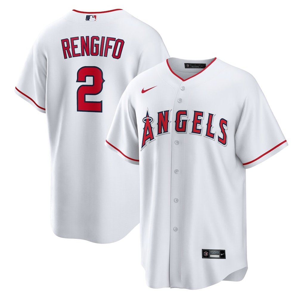 Men's Los Angeles Angels #2 Luis Rengifo White Home Replica Jersey