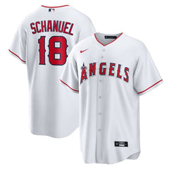 Men's Los Angeles Angels #18 Nolan Schanuel White Home Replica Jersey