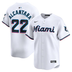 Men's Miami Marlins #22 Sandy Alcantara White Home Limited Player Jersey
