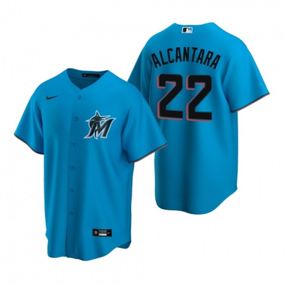 Men's Miami Marlins #22 Sandy Alcantara Blue Home Limited Player Jersey