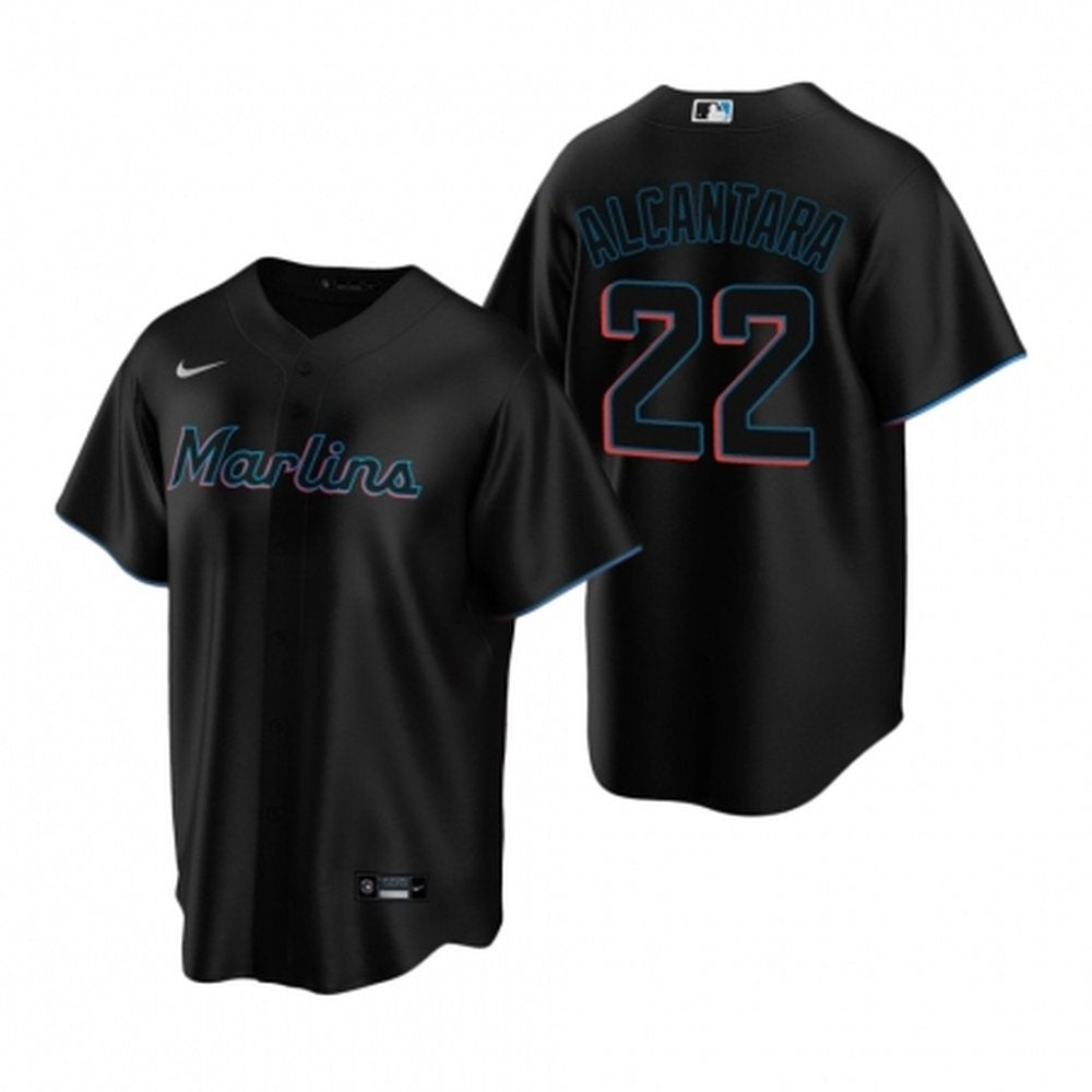 Men's Miami Marlins #22 Sandy Alcantara Black Home Limited Player Jersey