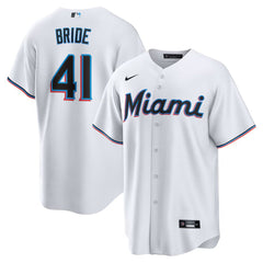 Men's Miami Marlins #41 Jonah Bride White Home Replica Jersey