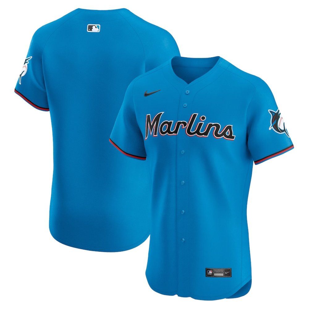 Men's Miami Marlins Blue Alternate Vapor Premier Elite Patch Jersey