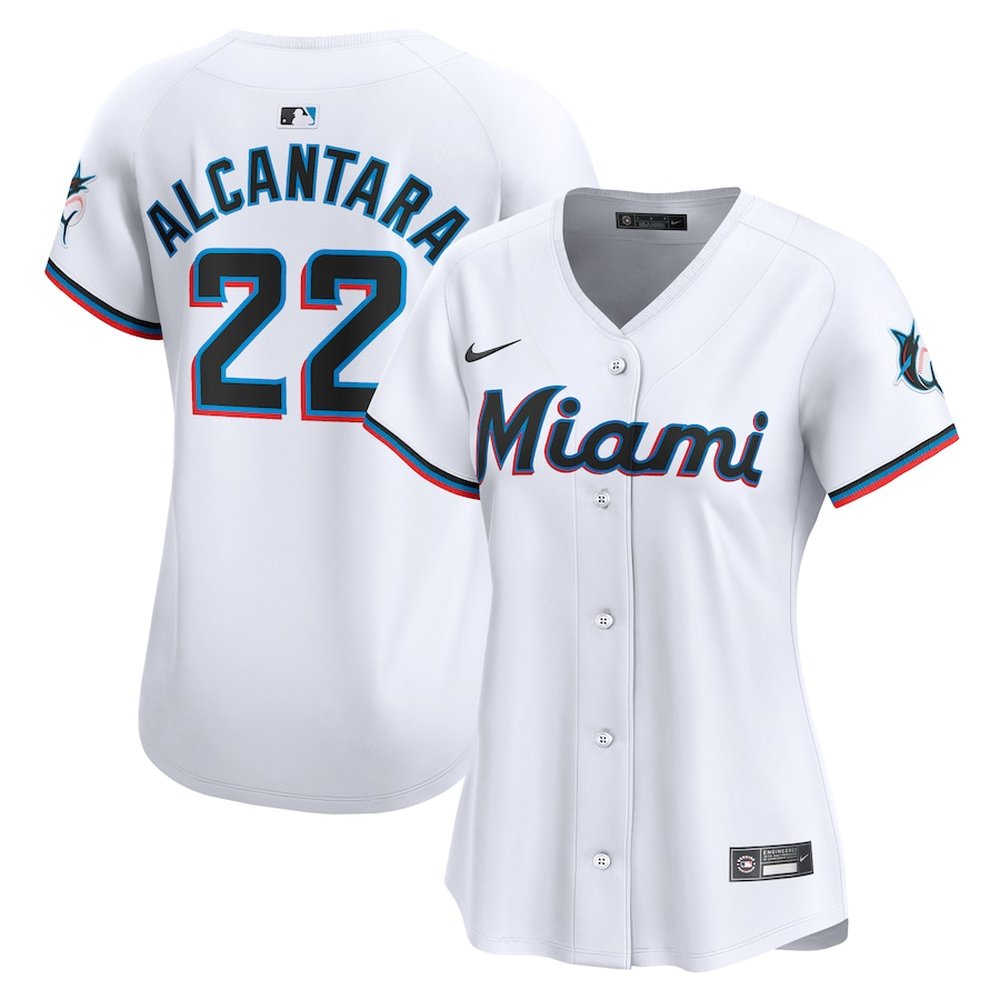 Women's Miami Marlins #22 Sandy Alcantara White Home Limited Player Jersey