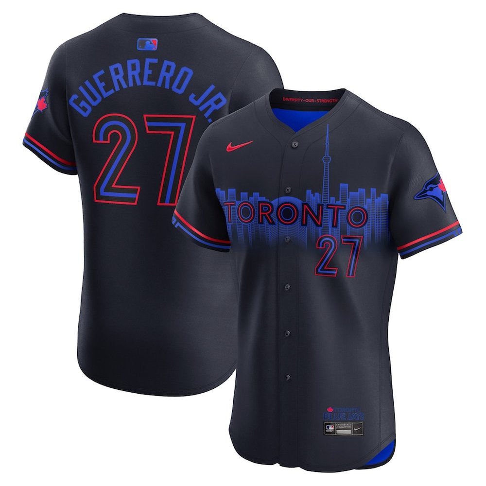 Men's Toronto Blue Jays #27 Vladimir Guerrero Jr. Navy 2024 City Connect Elite Player Jersey