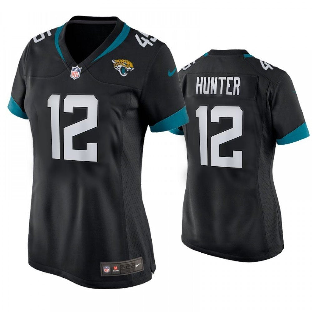 Women's Jacksonville Jaguars #12 Travis Hunter Black 2025 NFL Draft First Round Pick Alternate Game Player Jersey 