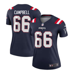 Women's New England Patriots #66 Will Campbell Navy 2025 NFL Draft First Round Pick Game Jersey 