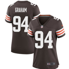 Women's Cleveland Browns #94 Mason Graham Brown 2025 NFL Draft First Round Pick Game Jersey 
