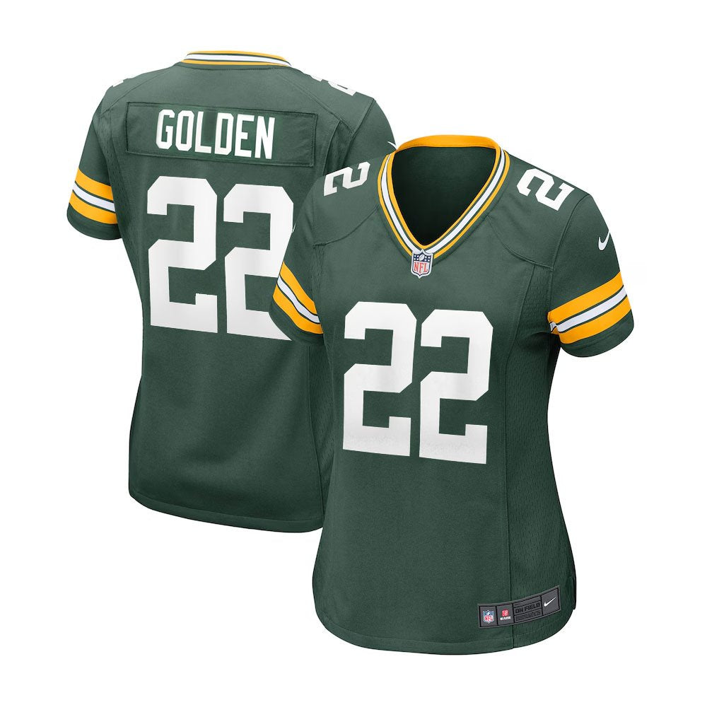 Women's Green Bay Packers #22 Matthew Golden Green 2025 NFL Draft First Round Pick Game Jersey 