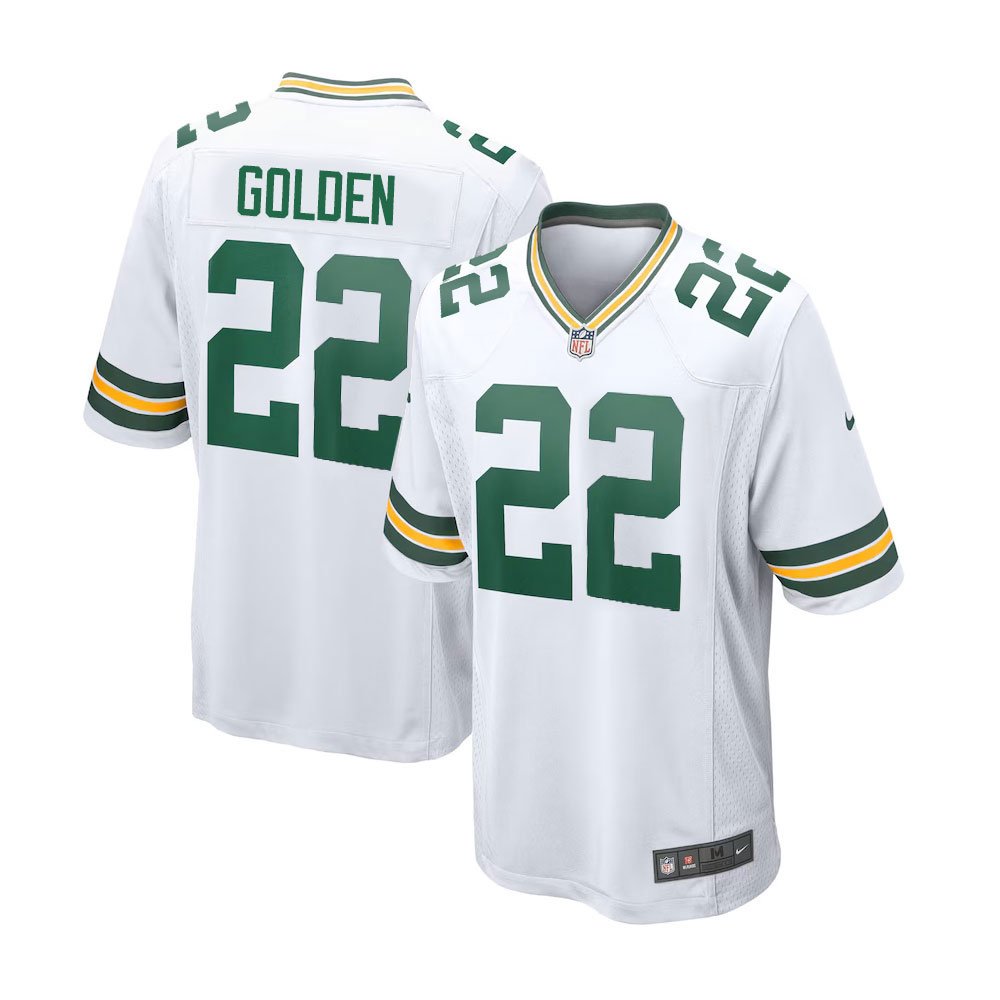 Men's Green Bay Packers #22 Matthew Golden White 2025 NFL Draft First Round Pick Game Jersey 