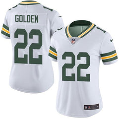 Women's Green Bay Packers #22 Matthew Golden White 2025 NFL Draft First Round Pick Game Jersey 