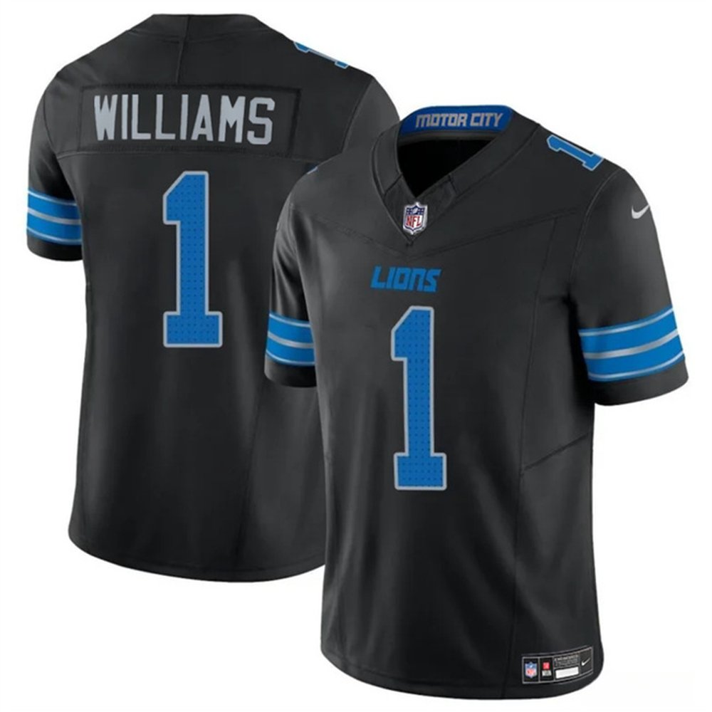 Youth Detroit Lions #1 Jameson Williams Black 2025 F.U.S.E. Vapor Limited Stitched Jersey 