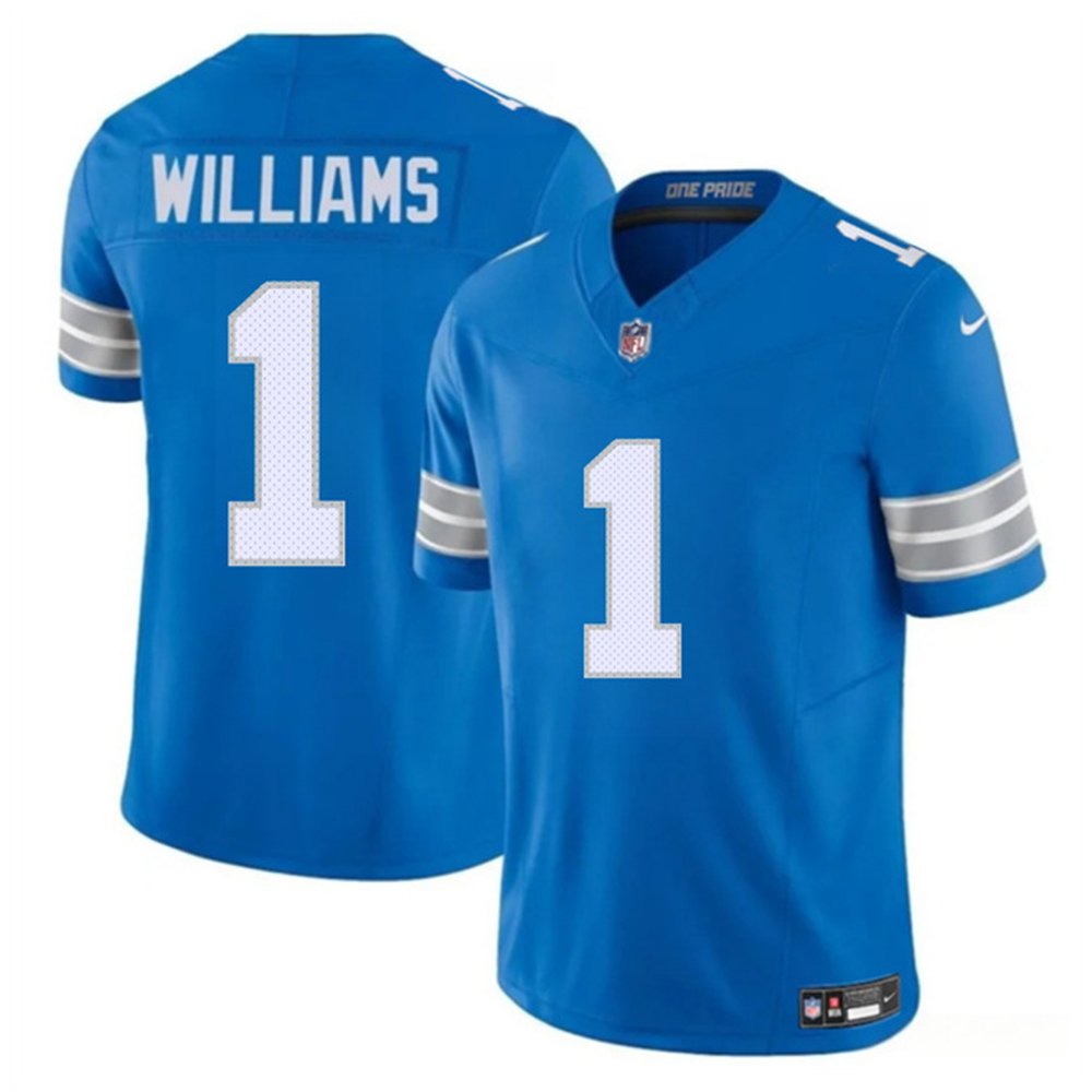 Youth Detroit Lions #1 Jameson Williams Blue 2025 F.U.S.E. Vapor Limited Stitched Jersey 