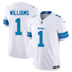 Youth Detroit Lions #1 Jameson Williams White 2025 F.U.S.E. Vapor Limited Stitched Jersey 