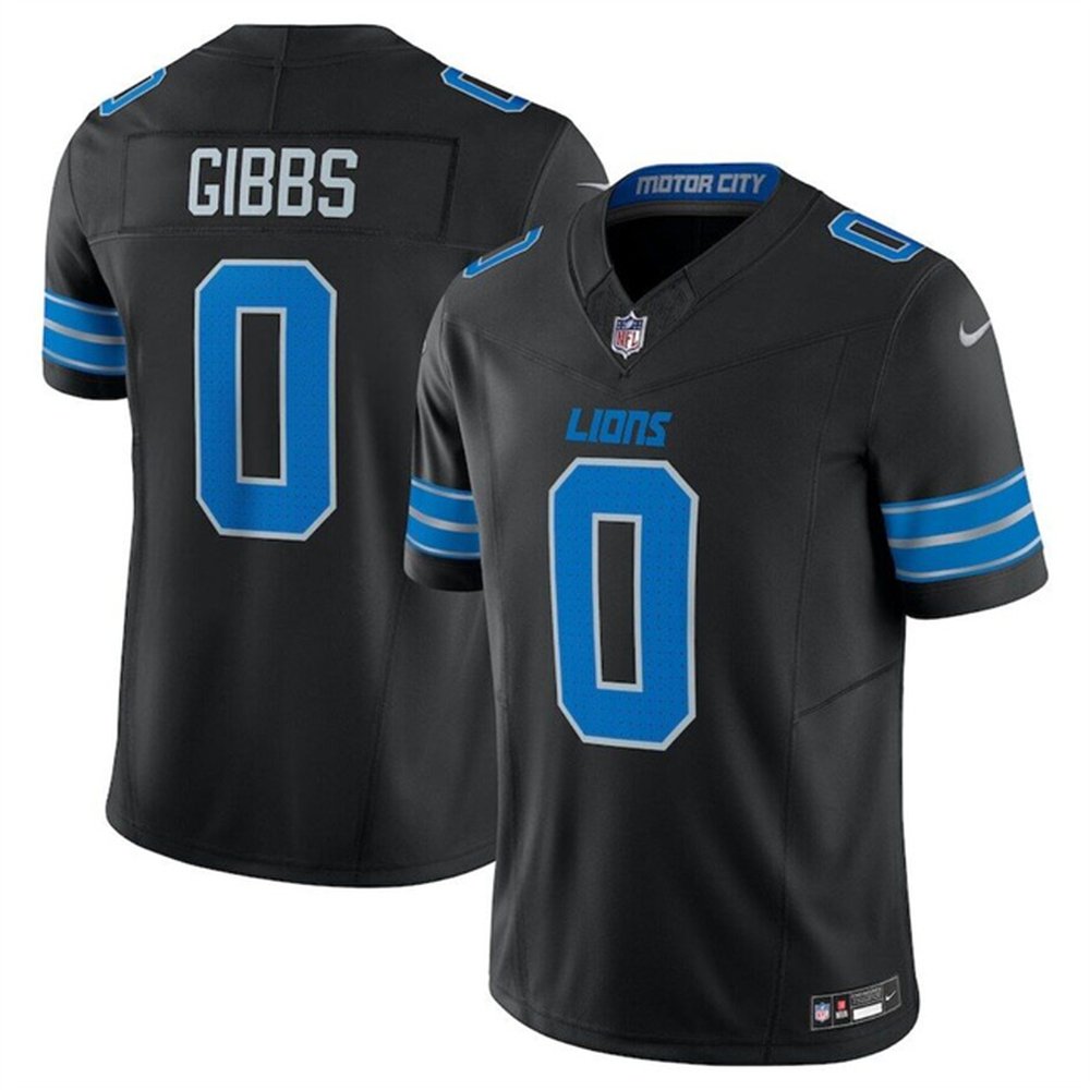 Youth Detroit Lions #0 Jahmyr Gibbs Black 2025 F.U.S.E. Vapor Limited Stitched Jersey 