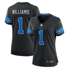 Women's Detroit Lions #1 Jameson Williams Black 2025 F.U.S.E. Vapor Limited Stitched Jersey 