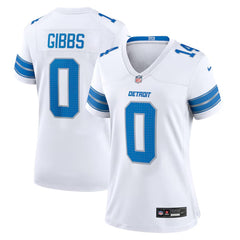 Women's Detroit Lions #0 Jahmyr Gibbs White 2025 F.U.S.E. Vapor Limited Stitched Jersey 