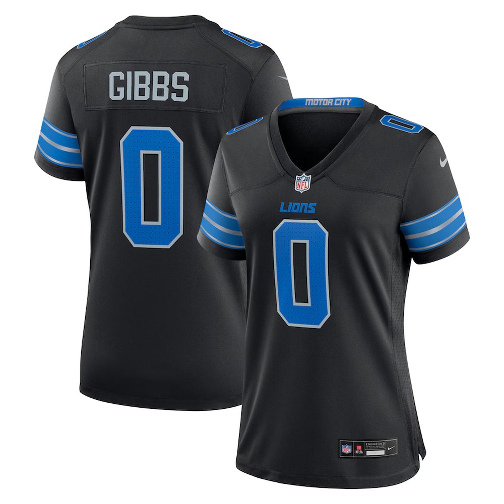 Women's Detroit Lions #0 Jahmyr Gibbs Black 2025 F.U.S.E. Vapor Limited Stitched Jersey 