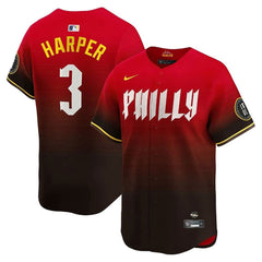 Men's Philadelphia Phillies #3 Bryce Harper Red 2024 City Connect Limited Player Jersey