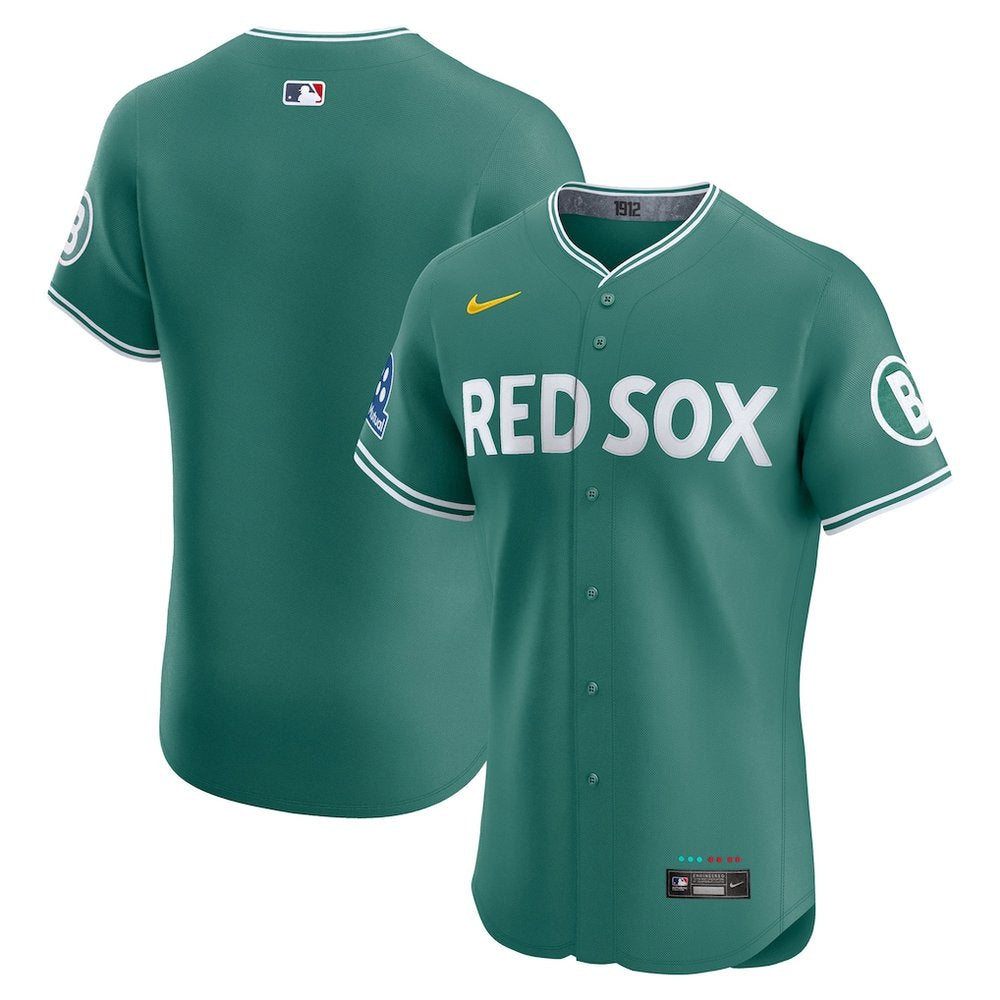 Men's Boston Red Sox Green 2025 City Connect Elite Jersey With Sponsor Patch