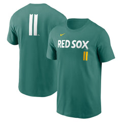 Men's Boston Red Sox #11 Rafael Devers Green 2025 City Connect Fuse Name & Number T-Shirt