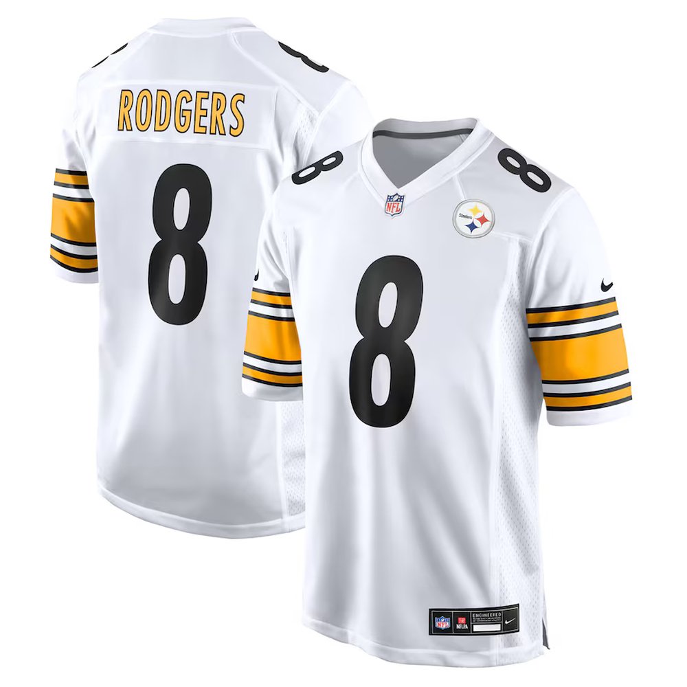 Youth Pittsburgh Steelers #8 Aaron Rodgers White Game Jersey 