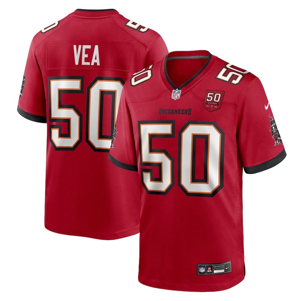 Men's Tampa Bay Buccaneers #50 Vita Vea Red 50th Anniversary Game Jersey 