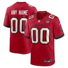 Men's Tampa Bay Buccaneers Red 50th Anniversary Custom Game Jersey 