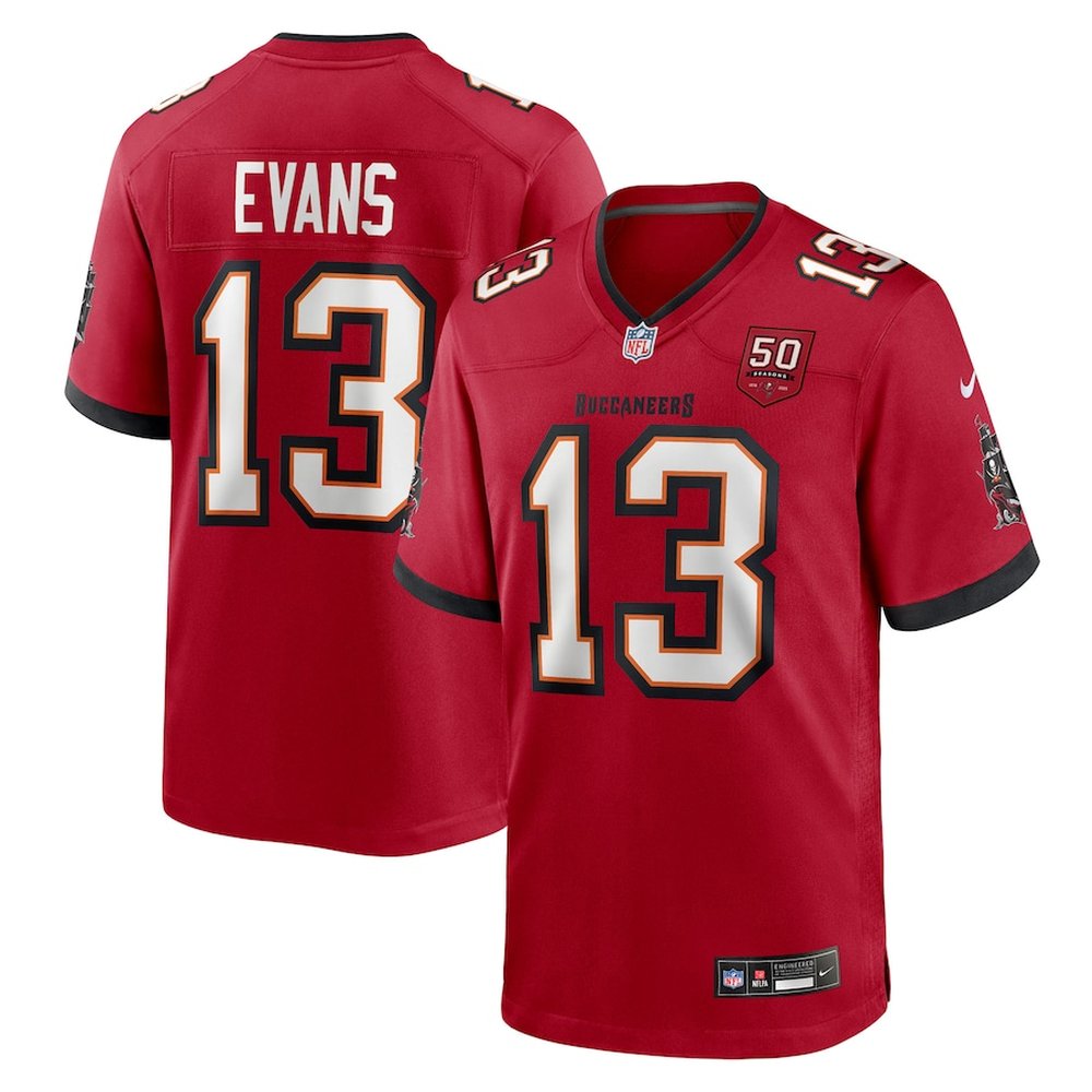 Men's Tampa Bay Buccaneers #13 Mike Evans Red 50th Anniversary Game Jersey 