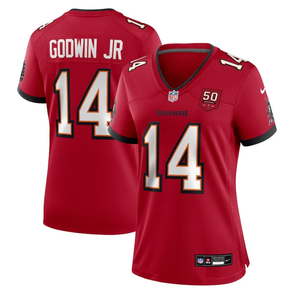 Women's Tampa Bay Buccaneers #14 Chris Godwin Jr. Red 50th Anniversary Game Jersey 