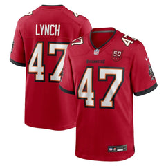 Men's Tampa Bay Buccaneers #47 John Lynch Red 50th Anniversary Game Jersey 