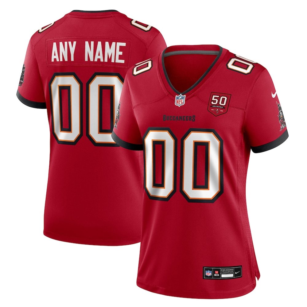 Women's Tampa Bay Buccaneers Red 50th Anniversary Custom Game Jersey 