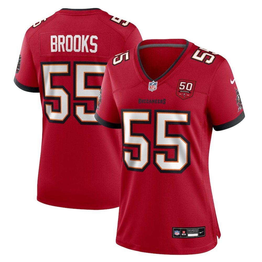 Women's Tampa Bay Buccaneers #55 Derrick Brooks Red 50th Anniversary Game Jersey 