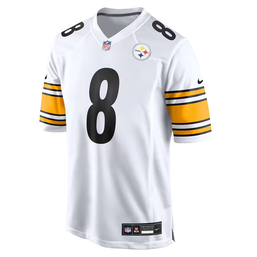Men's Pittsburgh Steelers #8 Aaron Rodgers White Game Jersey 