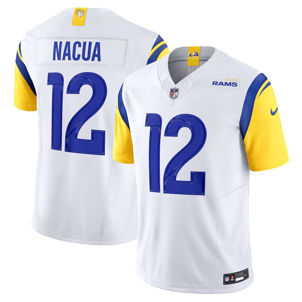 Men's Los Angeles Rams #12 Puka Nacua White Vapor F.U.S.E. Limited Player Jersey 