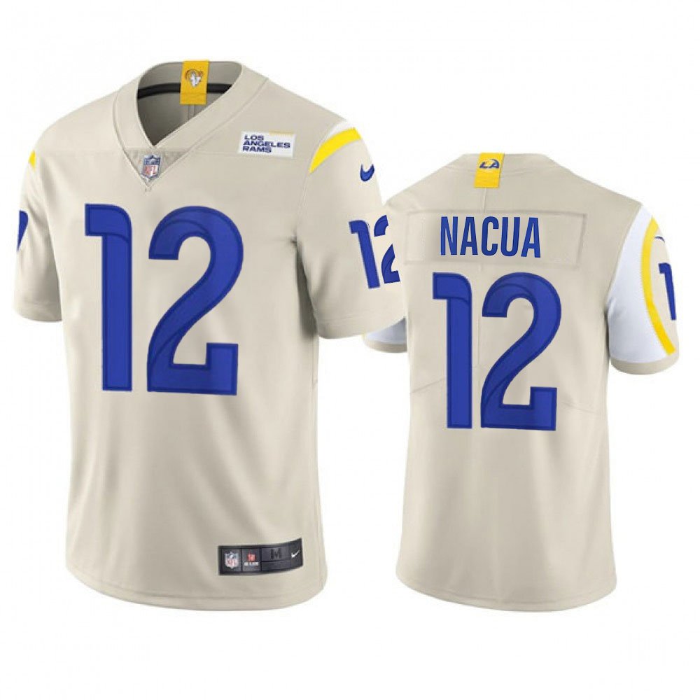 Men's Los Angeles Rams #12 Puka Nacua Bone Vapor F.U.S.E. Limited Player Jersey 