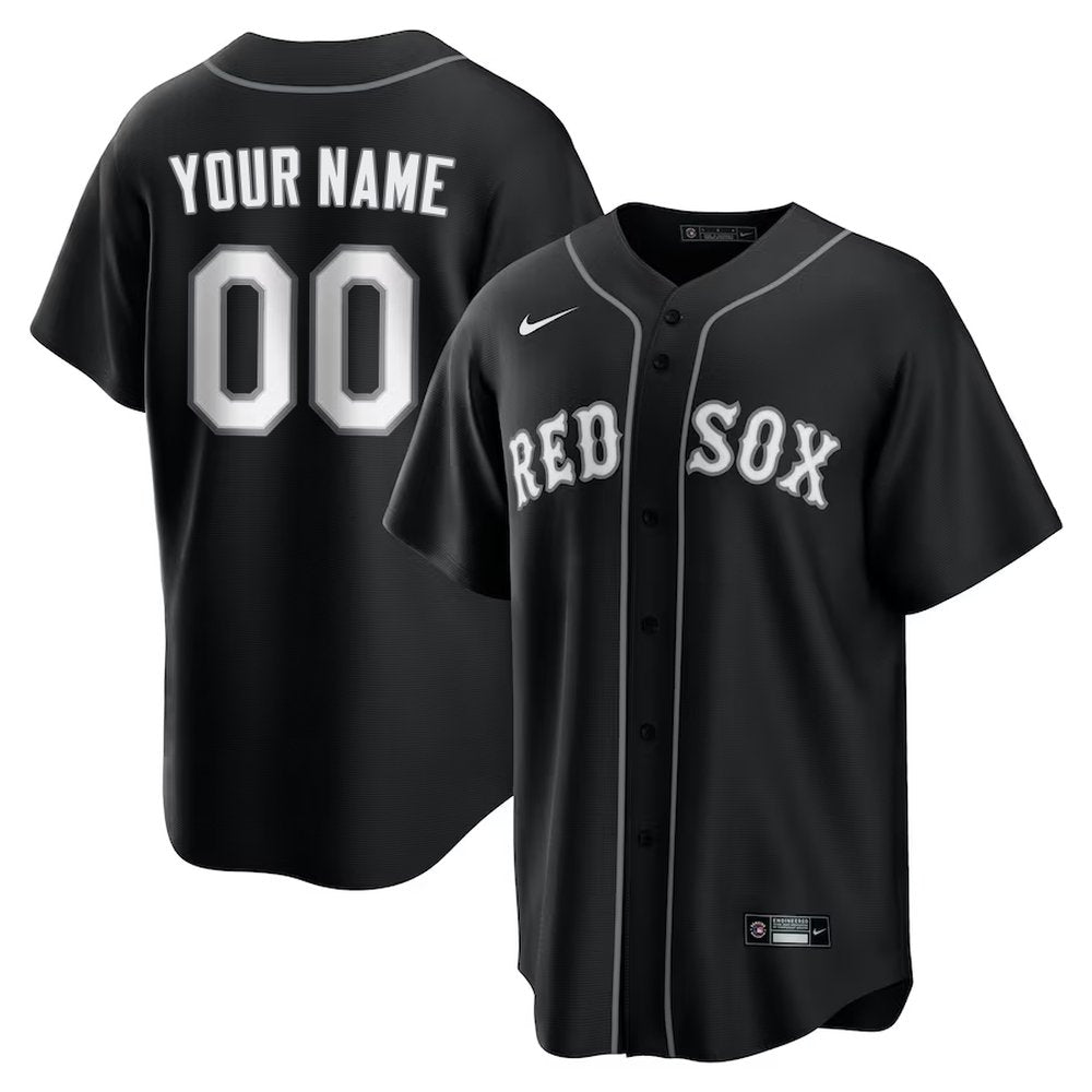 Men's Boston Red Sox Custom Black Lights Out Replica Jersey