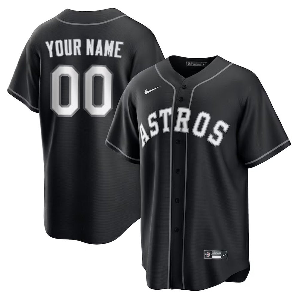 Men's Houston Astros Custom Black Lights Out Replica Jersey