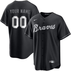 Youth Atlanta Braves Custom Black Lights Out Replica Jersey
