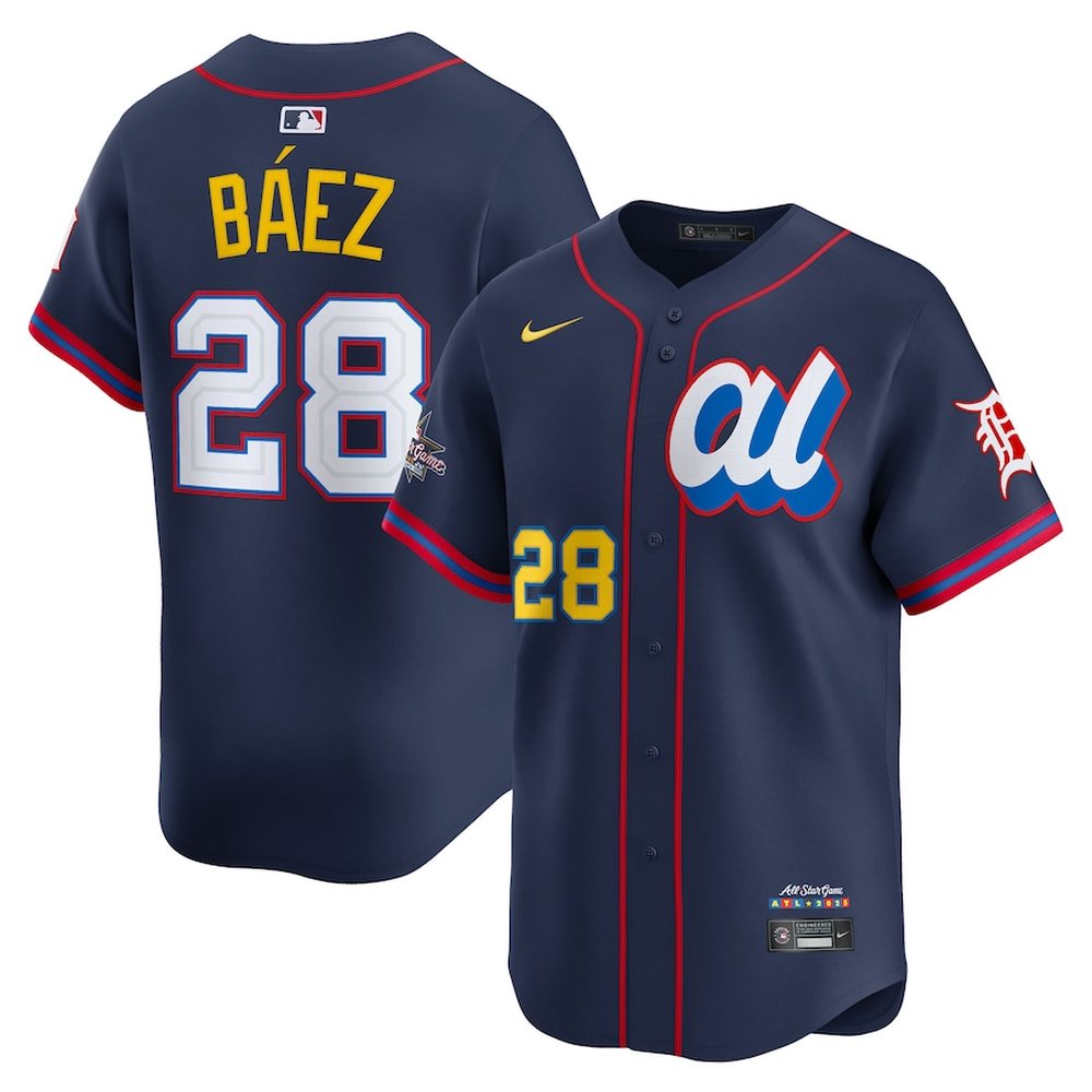 Youth American League #28 Javier Baez Navy 2025 All-Star Edition Limited Player Jersey