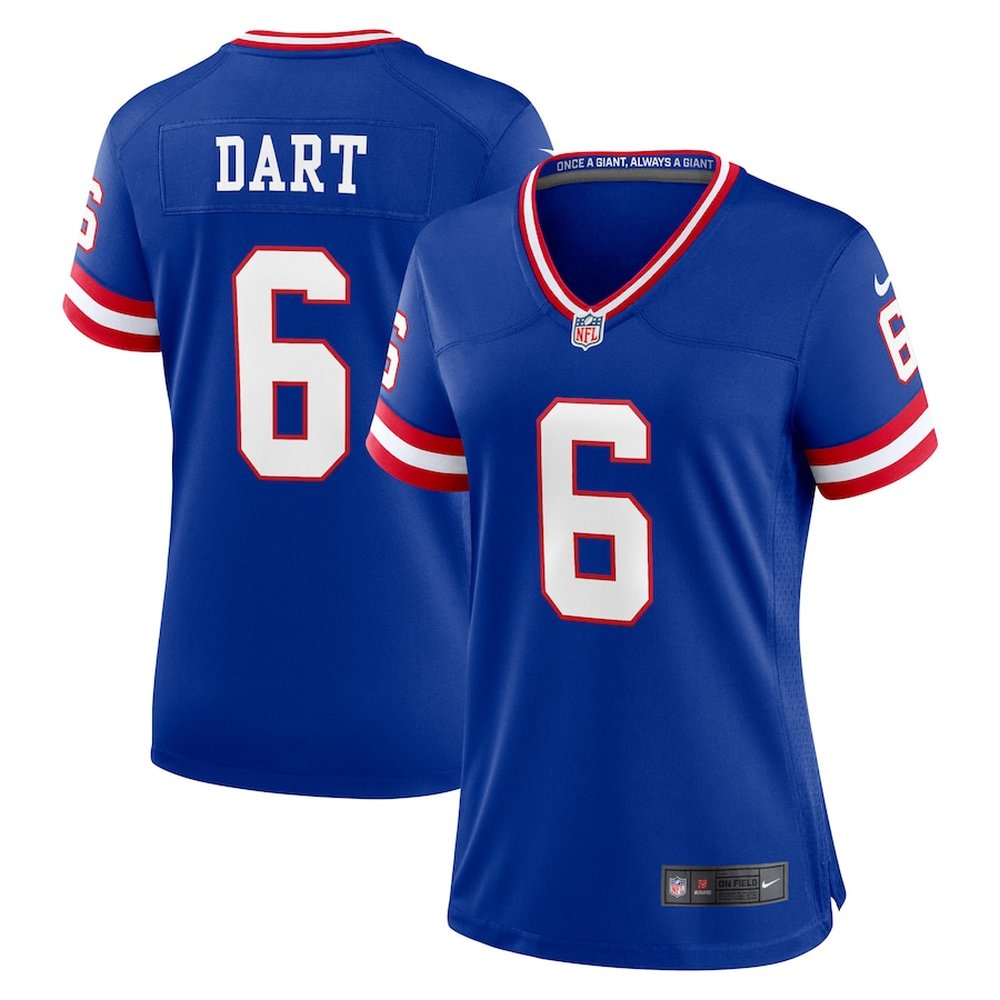 Women's New York Giants #6 Jaxson Dart Royal Alternate 2 Classic Game Jersey 